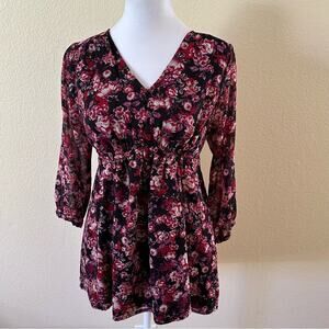Ingrid & Isabel Floral Maternity Long Sleeve Blouse Multicolor Size XS NWT